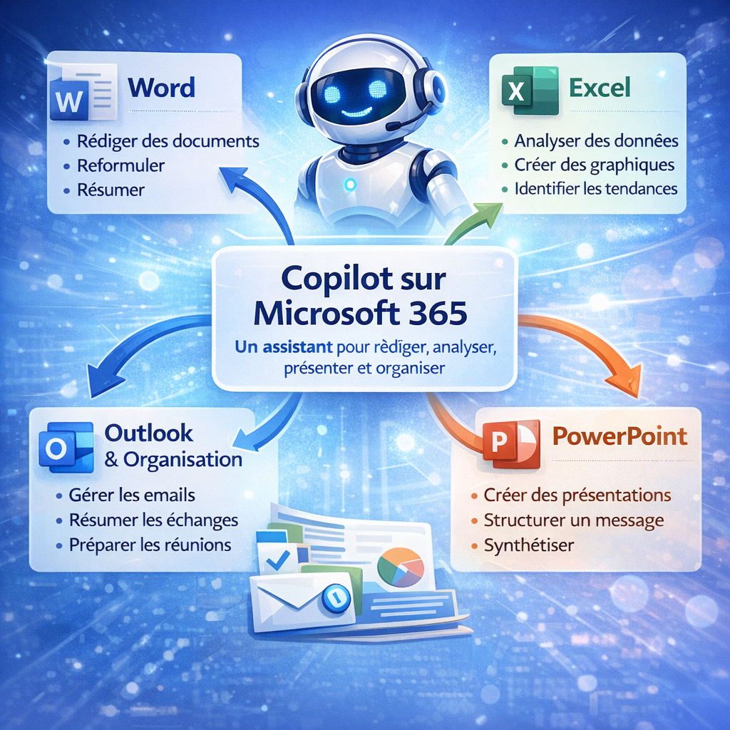 Comment utiliser Copilot sur Microsoft 365 : guide pratique (Word, Excel, PowerPoint, Outlook)