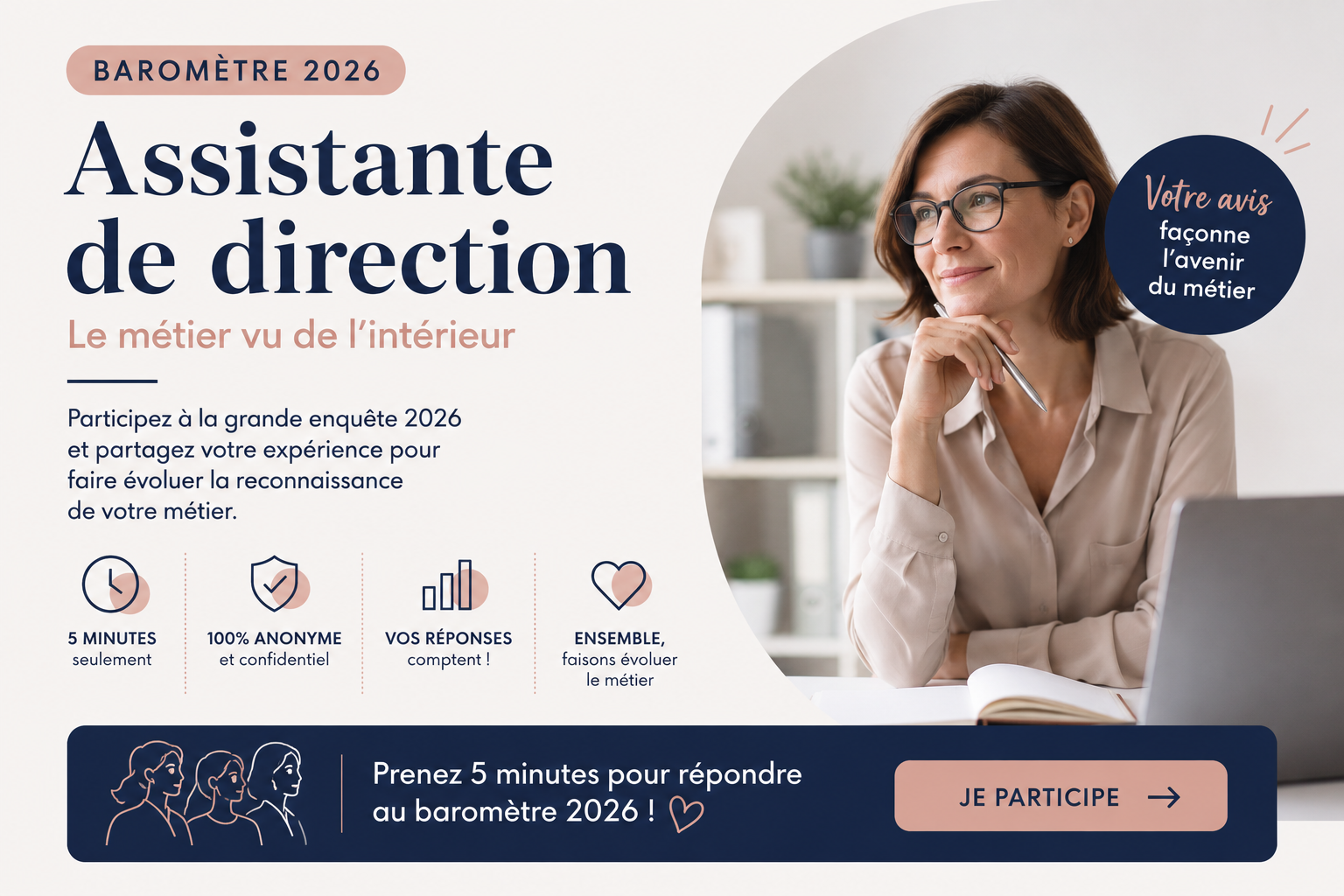 Participez au Baromètre 2026 — Assistante de direction : le métier vu de l'intérieur