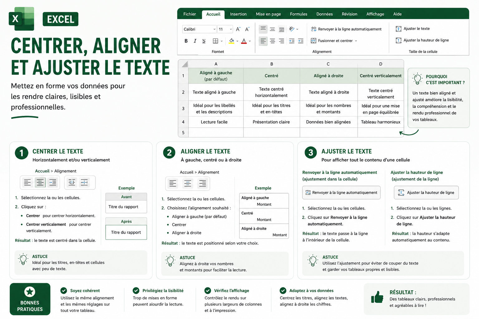 Centrer, aligner et ajuster le texte