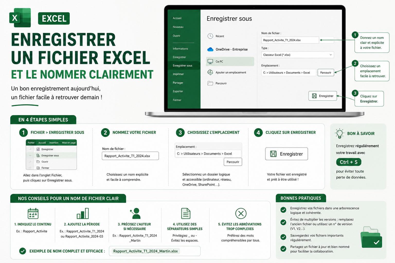Enregistrer un fichier Excel et le nommer clairement