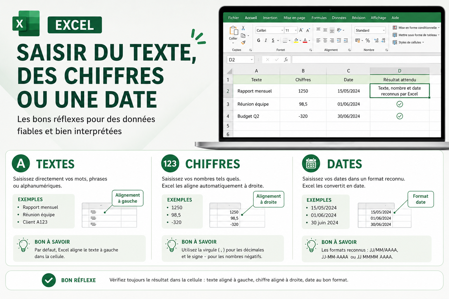 Saisir du texte, des chiffres ou une date
