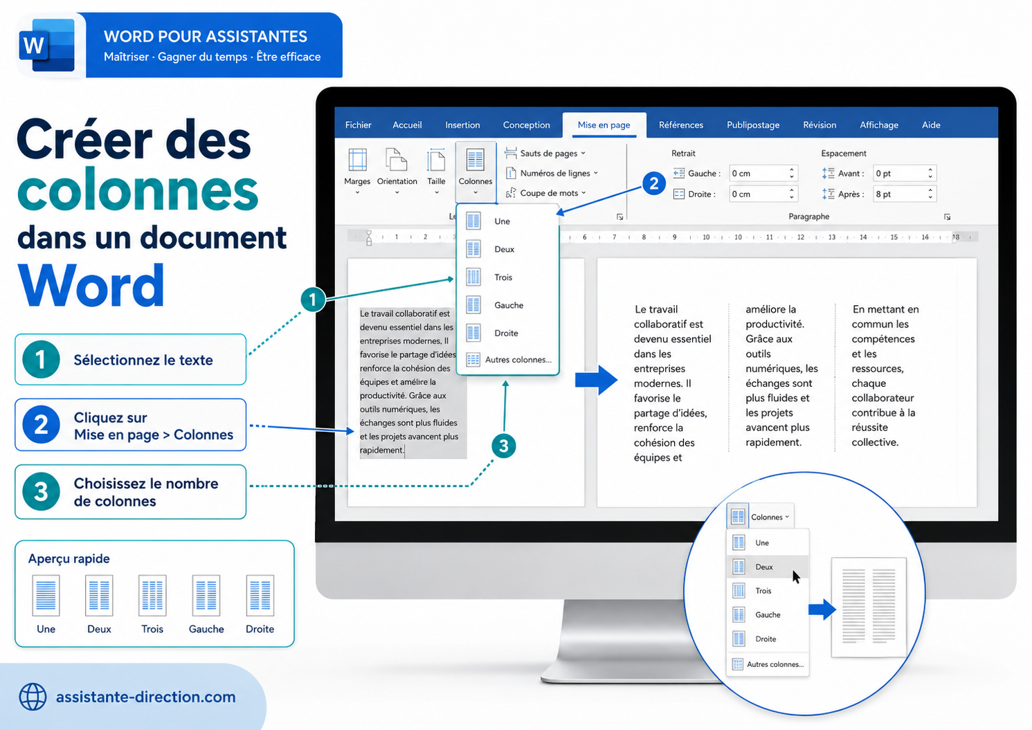 Créer des colonnes dans un document Word