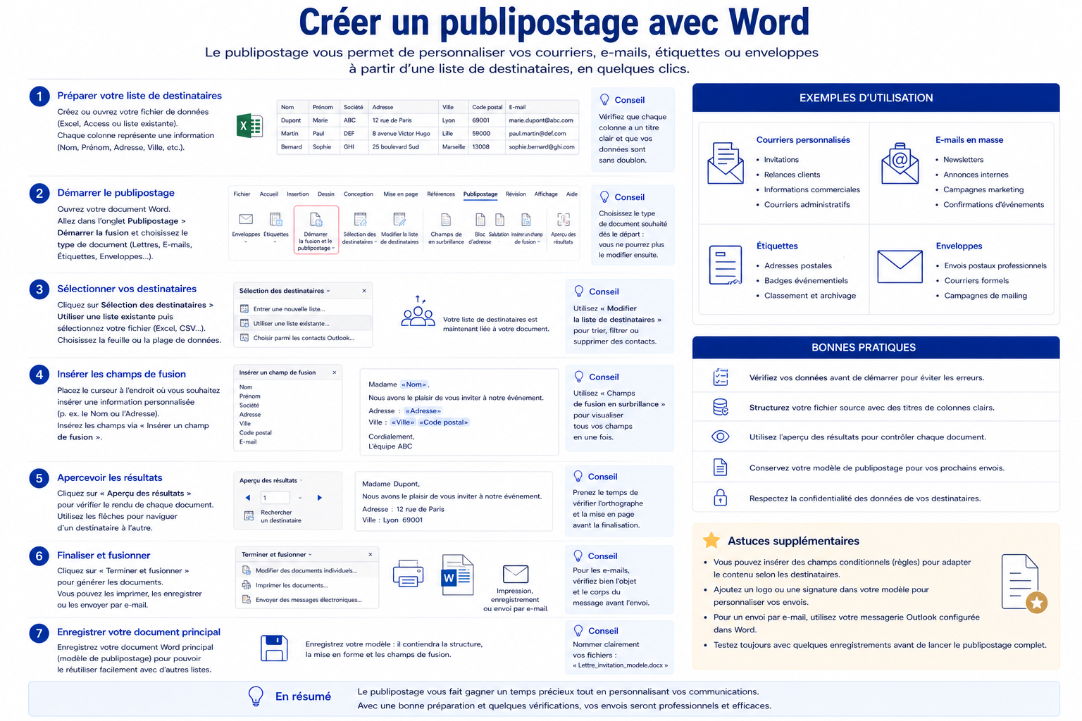 Créer un publipostage avec Word