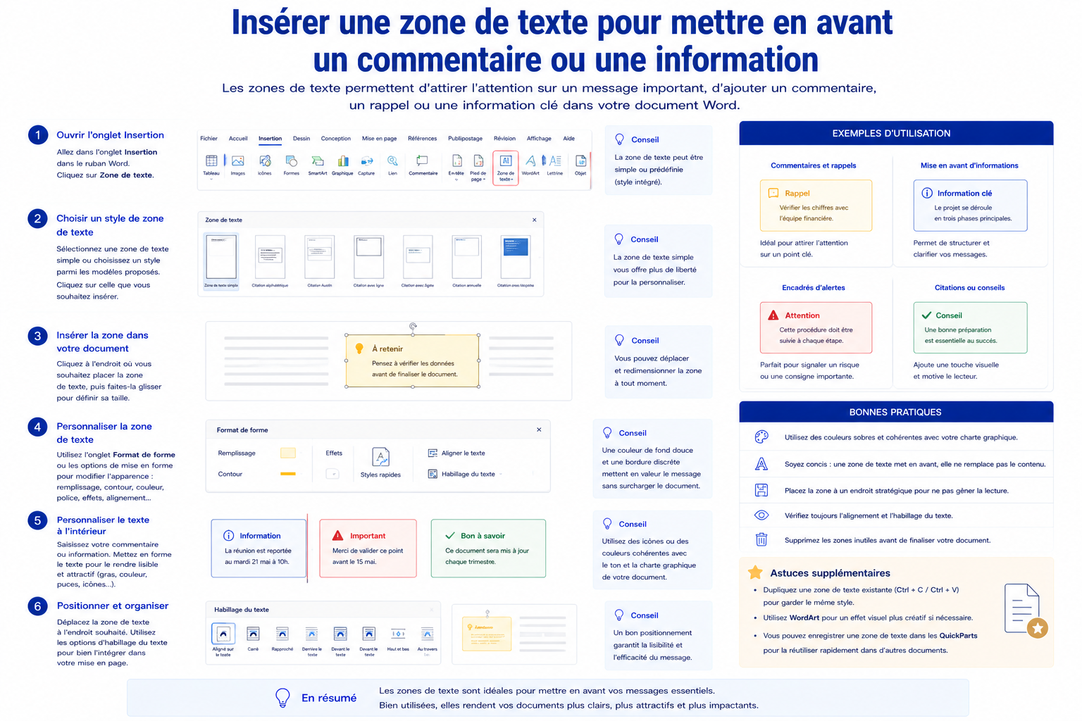 Insérer une zone de texte pour mettre en avant un commentaire ou une information