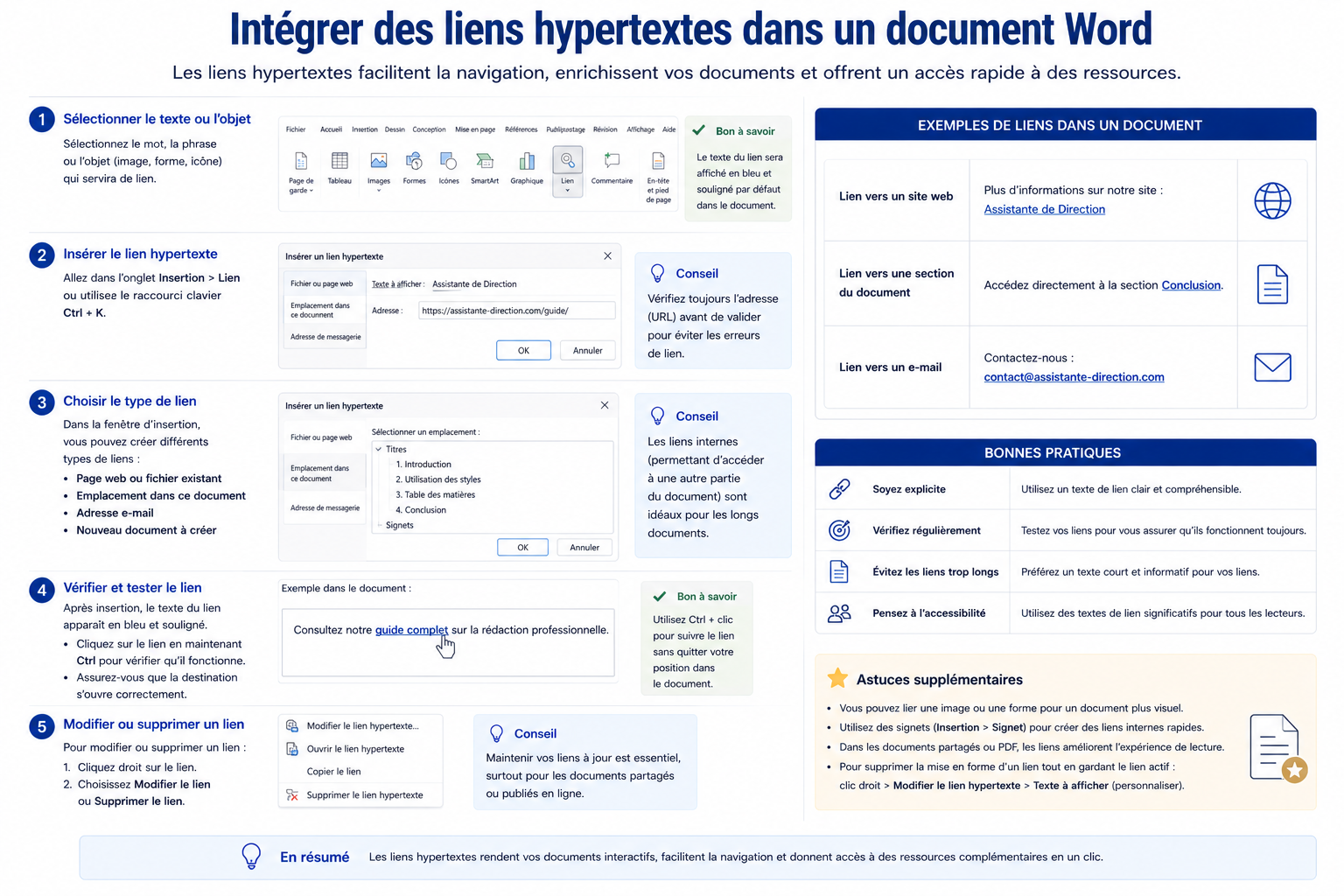 Intégrer des liens hypertextes dans un document Word