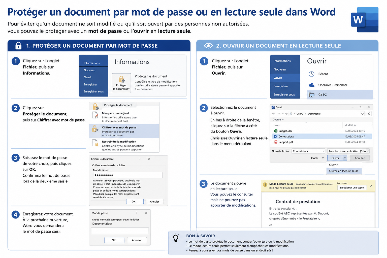 Protéger un document par mot de passe ou en lecture seule