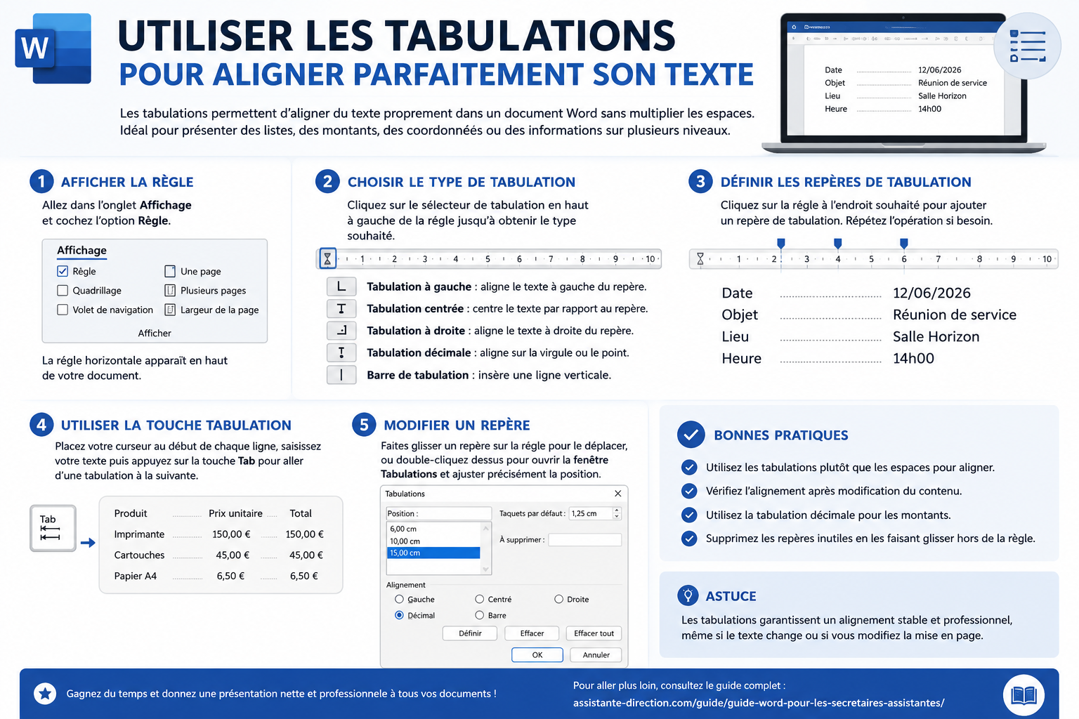 Utiliser les tabulations pour aligner parfaitement son texte